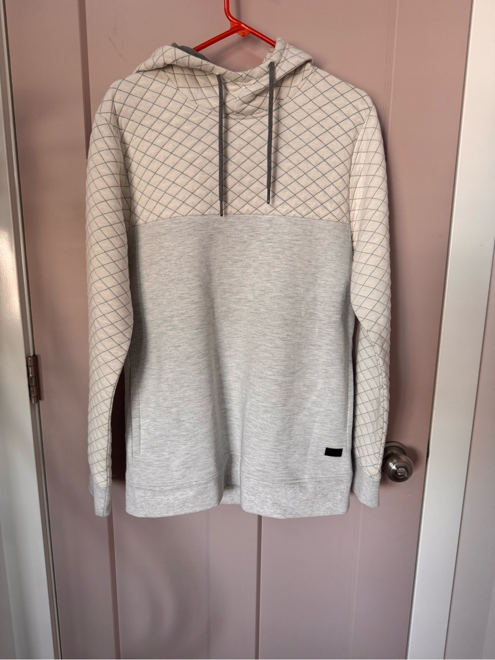 Men's Light Gray Quilted Panel Hoodie